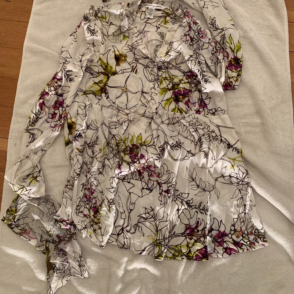 Diane Von Furstenberg  water color silk blouse